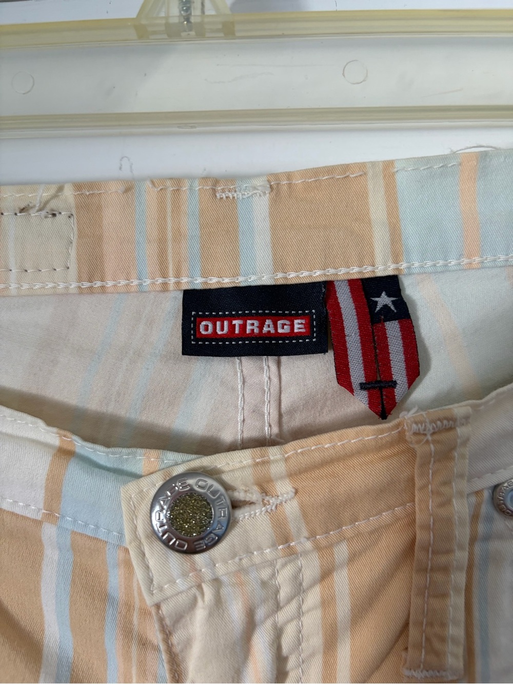 Vintage Y2K Outrage Italy Pastel Striped Flare Jeans Size 26 - Picture 3 of 14